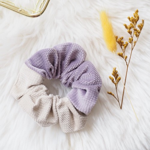 Gumka scrunchie ECRU-VIOLET